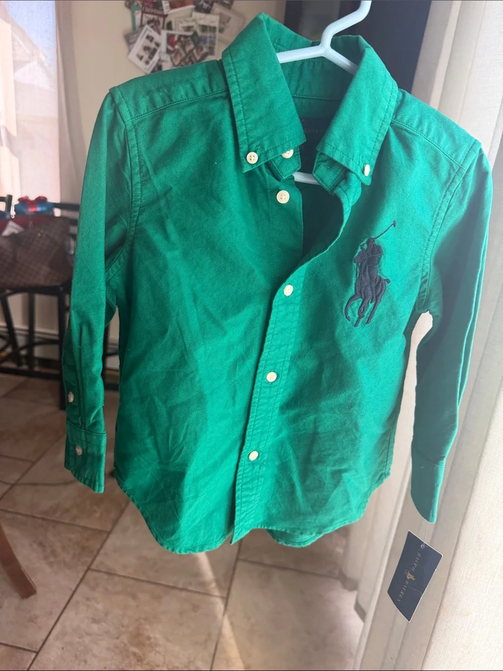 Ralph Lauren Kelly Green Boys' Button-Down Shirt with Navy Pony